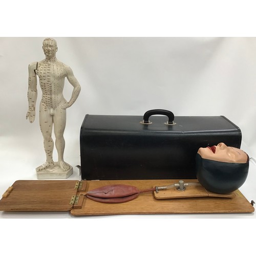 13 - Vintage CPR Resuscitation Training Unit Complete with 7 mouthpieces in original case along with a ma... 