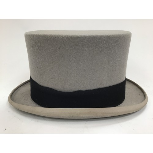 19 - Top hat in grey complete with original box by Lock & Co Hatters of London.