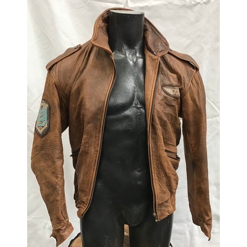 24 - Lynx brown leather flying jacket. Small size.