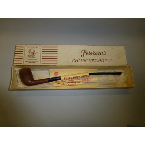 23 - Vintage Petersons Churchwarden tobacco pipe in original box