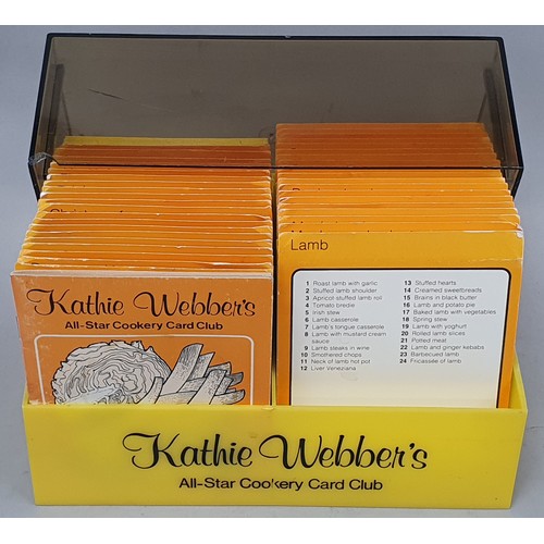 35 - Vintage 1970's Kathie Webber's All-Star Cookery Card Club recipe card set. Appears complete.