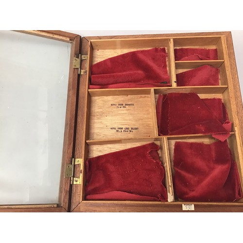 39 - Small glazed counter top cigar case and one other.