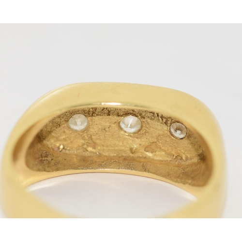 36 - 18ct gold Gypsy 3 stone diamond ring size S
