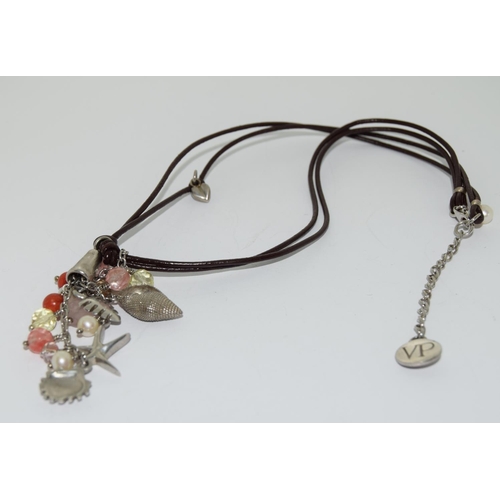 45 - Van Peterson 925 silver agate leather necklace