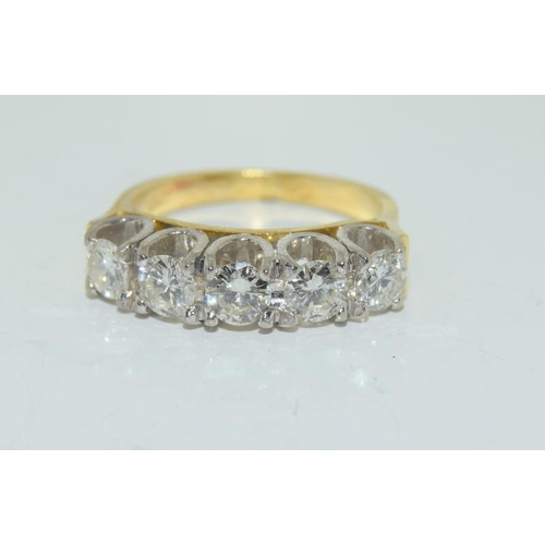129 - 9ct gold ladies 5 stone diamond ring size L , centre stone measures 4mm approx 1.15ct total