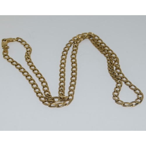 91 - 9ct gold flatlink chain 52cm long 10gm