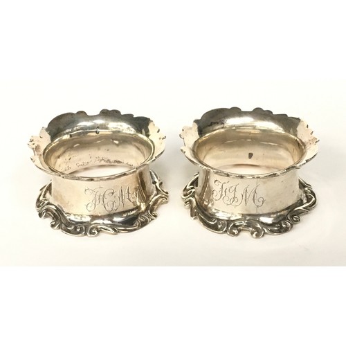 13 - Pair silver napkin rings in presentation box