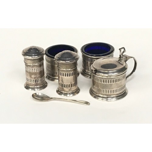 18 - Silver condiment set to include some blue liners