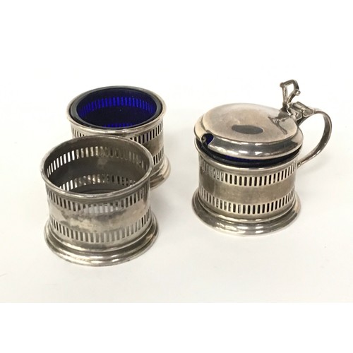 28 - Silver condiments set with some blue liners
