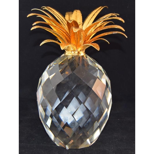 42 - Swarovski Crystal large giant Pineapple with gold coloured leaves, code 7507-260-001 retired 9
