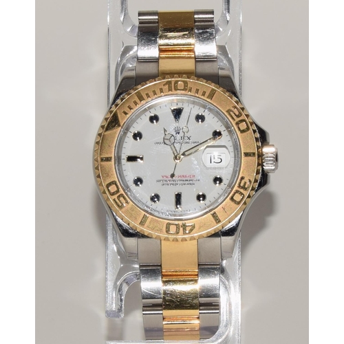 10 - Rolex Yacht Master, Bi-Metal white dial wristwatch. (ref 105)