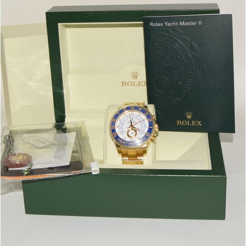23 - Rolex Yacht Master II, 18ct gold model 116688, Boxed and papers 2012. (ref 30)