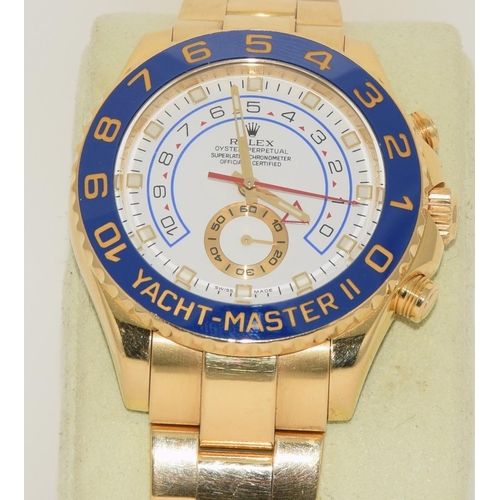 23 - Rolex Yacht Master II, 18ct gold model 116688, Boxed and papers 2012. (ref 30)