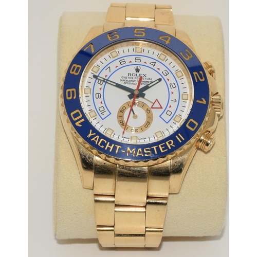 20 - 2014 Rolex Yachtmaster II 18ct gold ref 116688, boxed and papers. (ref 20)