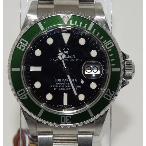 18 - 2007 Rolex Submariner Kermit, ref 16610, boxed and papers. (ref 34)