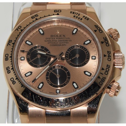 22 - Rolex 2012 Daytona 18ct gold ever rose, ref 116505, box and papers. (ref 27)