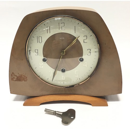 Smiths Vintage 1950's Westminster Chime Mantle Clock With Ke 