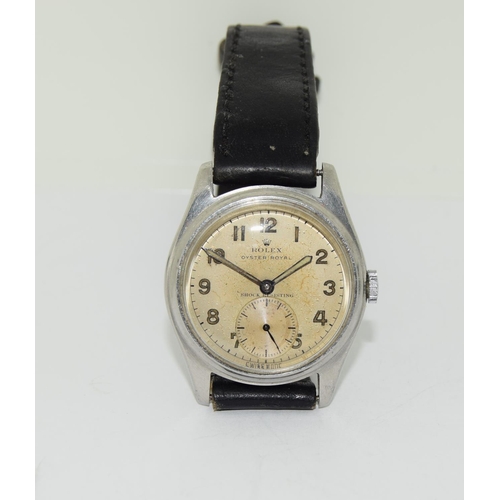 5 - Vintage Rolex Oyster Royal with sub second dial at 6 o clock set on a leather strap