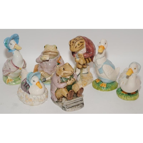 37 - Beswick and Royal Albert Beatrix Potter mixed figures Ducks and Frogs etc. (7).
