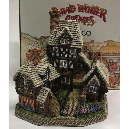17 - David Winter Cottages x 4 to include Moonlight Haven, Triple Oast and two more. All boxed.
