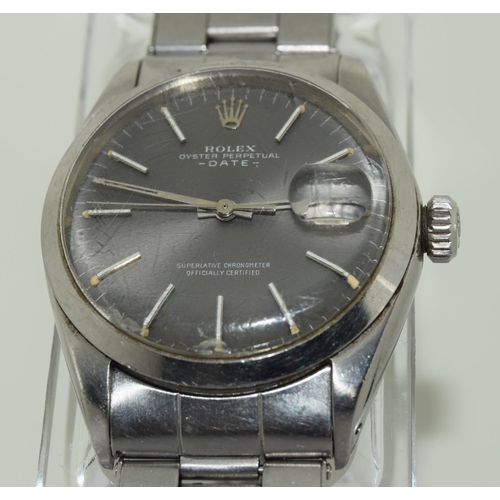 3 - Rolex Oyster perpetual date model 1500 watch, with slate grey dial and 34mm stainless steel face ,fu... 