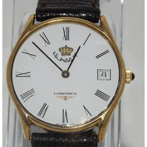 11 - Longines Gents automatic wrist watch with Prince Hussein of Jordan dial, with Longine Pouch.