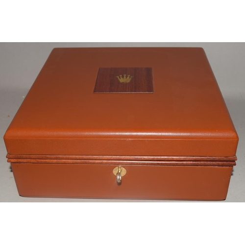 15 - Rare Rolex leather bound storage case with removable tray for eight watches, bought by the present o... 