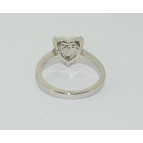 1095 - A very impressive platinum heart shaped diamond ring of approx 2cts.Size M