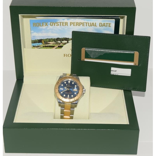 26 - Rolex Yachtmaster Gents 18ct gold/stainless steel wrist watch 25-09-07, model 16623 comes with hang ... 