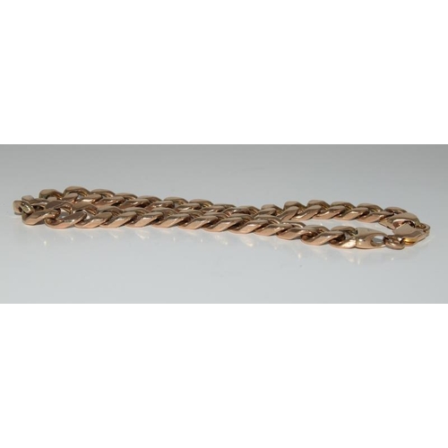 1087 - 9ct gold flat link bracelet 24.7gm 23 cm long