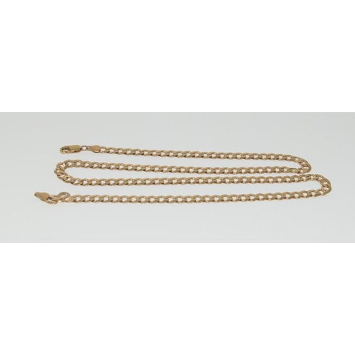 1093 - 9ct gold flat link necklace 55cm long 14.2 gm