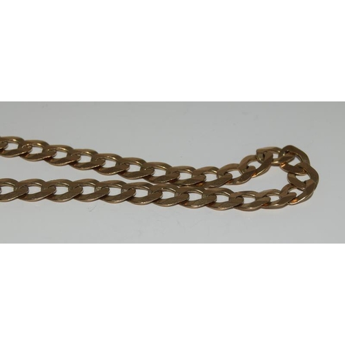 1093 - 9ct gold flat link necklace 55cm long 14.2 gm