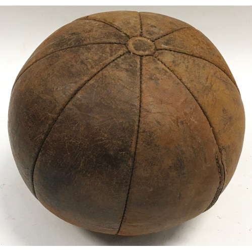 25 - Vintage leather medicine ball. Good condition with stitching intact