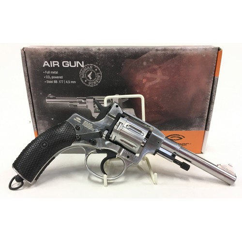 107 - Quality Gletcher NGT F .177 air pistol. Chrome version. Excellent condition with box.*RESTRICTIONS A... 