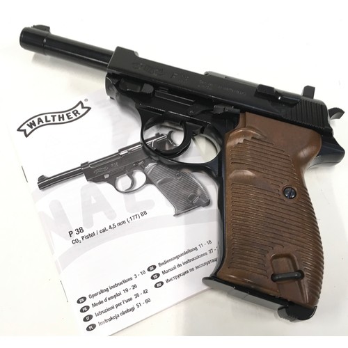 125 - Quality Umarex Walther P38 .177 air pistol. in excellent condition and boxed. *RESTRICTIONS APPLY. R... 