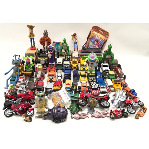 181 - Large box of various playworn die cast vehicles to include Dinky and Matchbox together with some oth... 