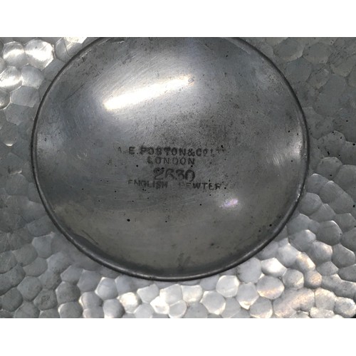 218 - E.Poston & Co. footed pewter bowl with glass insert. Makers mark to the base.