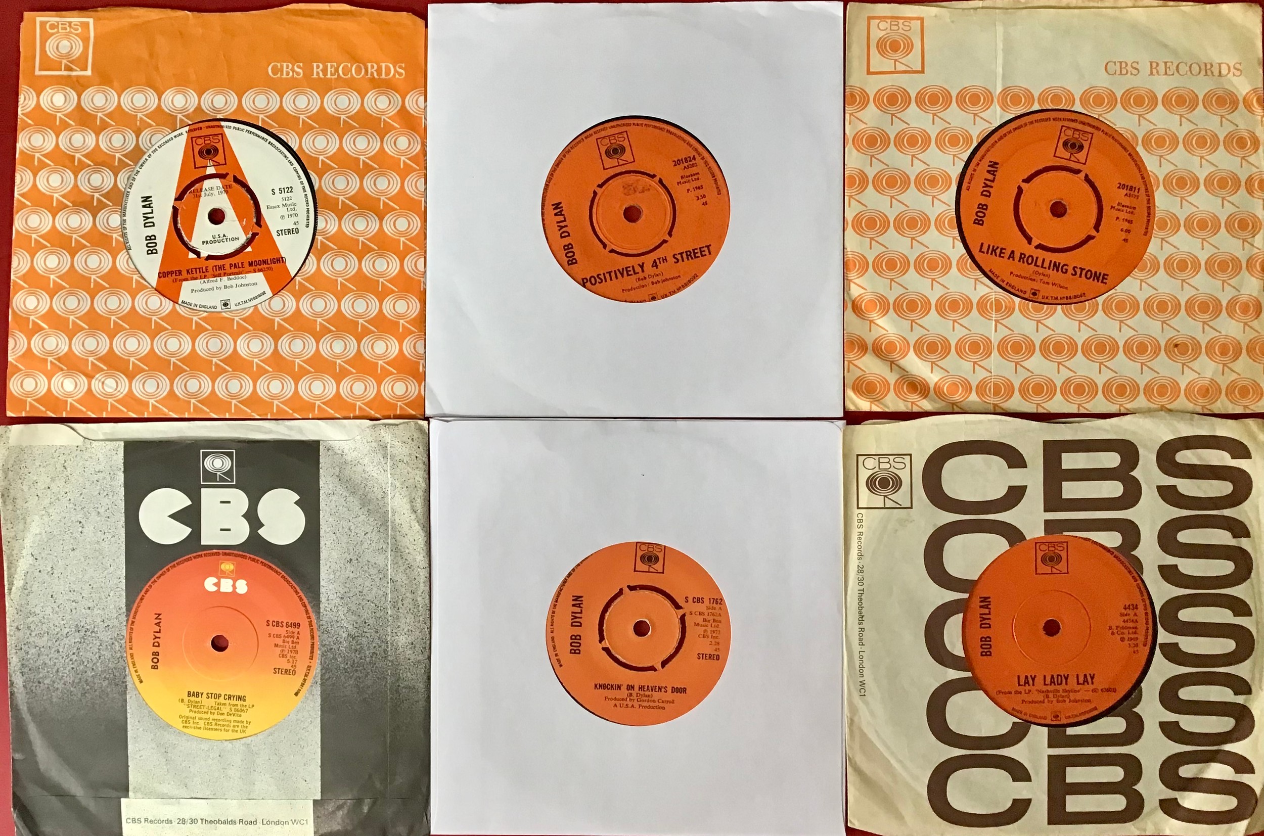 BOB DYLAN UK VINYL SINGLES. Here all singles are UK released to include