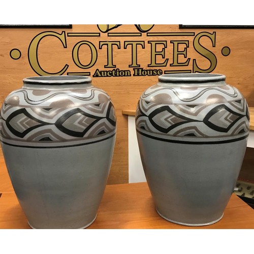 378 - Carter Stabler Adams Poole Pottery matching pair of historically important monumental Art Deco vases... 