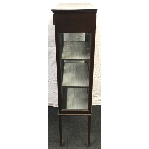 48 - Small mahogany glazed china display cabinet with drawer to top 123x61x30cm.