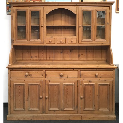 34 - Large vintage pine Welsh Dresser, numerous drawers and cupboards including glazed display cabinets t... 