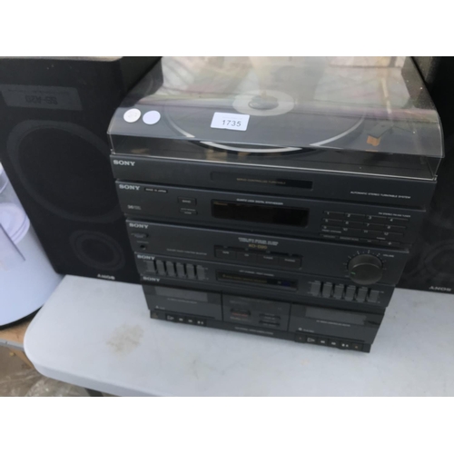 A SONY HI-FI SYSTEM INCLUDING TURNTABLE 