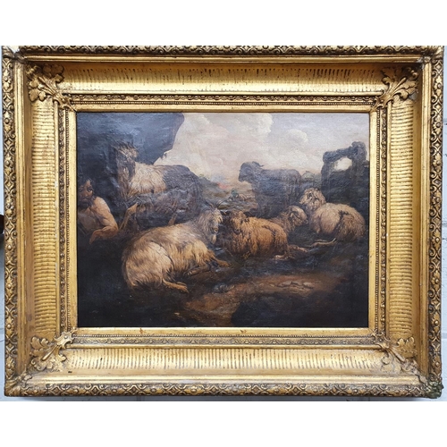 12 - Eyrefield Lodge; A 19th Century Oil On Canvas of sheep in a highland setting in a really good gilt f... 