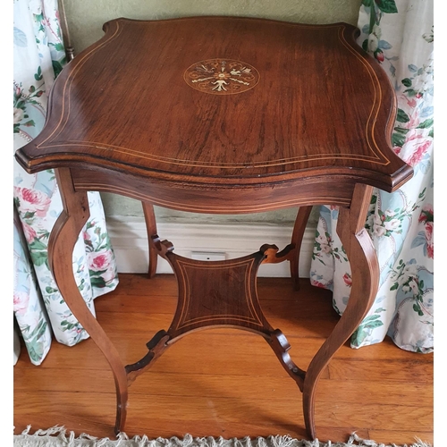 18 - A late19th Rosewood Serpentine shaped Side/Centre Table with an inlaid top. H67 x D49 x W49cm approx... 