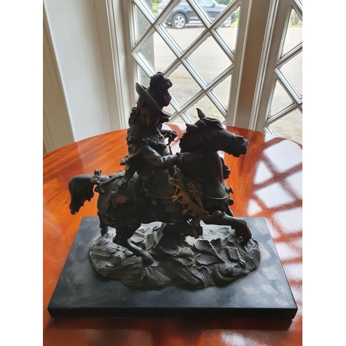 40 - A good Bronze Figure of a Military Man on horseback on a marble base. 32 x 16 x H30cm approx.