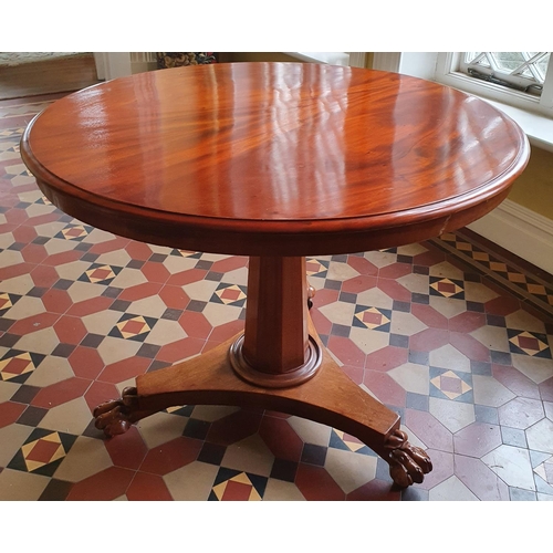 44 - A Victorian Mahogany circular Centre Table with platform base and hairy paw feet. D90 x H72cm approx... 