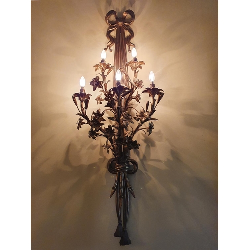 60 - A Fantastic set of four Ormolu Wall Lights with swagged rope backs supporting a bunch of flowers. H1... 