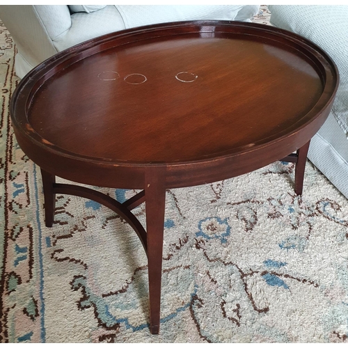 9 - A Georgian Mahogany oval Butlers Table with gallery topped tray on a later base. 76 x 59 x H48cm app... 