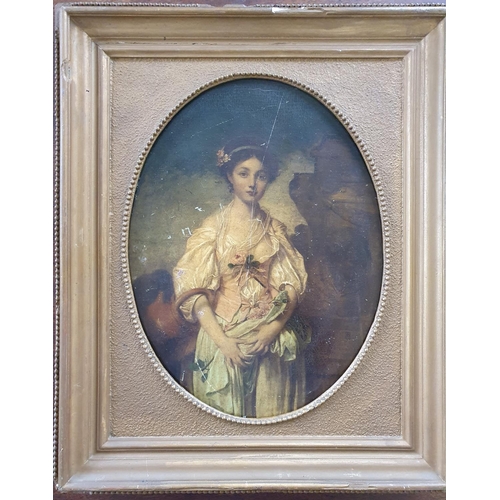 26 - A 19th Century Oil on Board of a beautiful young Woman in period dress. 24 x 27 cms approx.