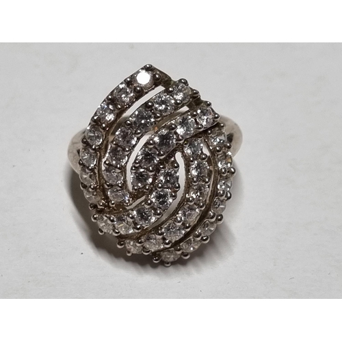 22a - A good Silver cluster Ring, size N.